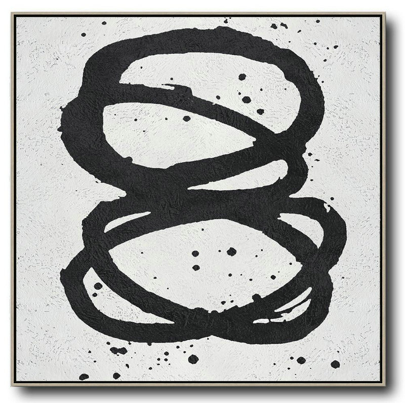 Extra Large 72" Acrylic Painting,Oversized Minimal Black And White Painting - Modern Art Oil Painting